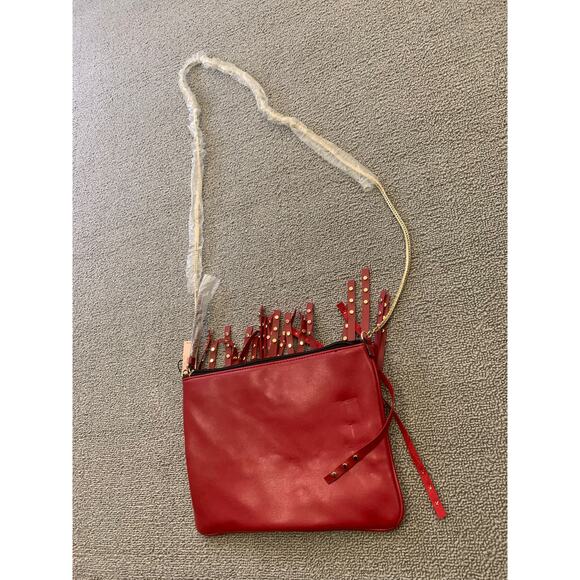 VICTORIA'S SECRET Women Red Gold Fringe Crossbody Bag - Picture 9 of 11